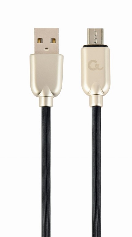 GEMBIRD Premium rubber Micro-USB charging and data cable, 1 m, black | CC-USB2R-AMmBM-1M