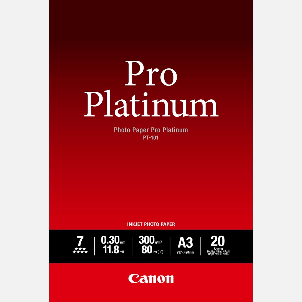 CANON Pro Platinum Photo Paper (20 Sheets) | PT-101 A3 20SH
